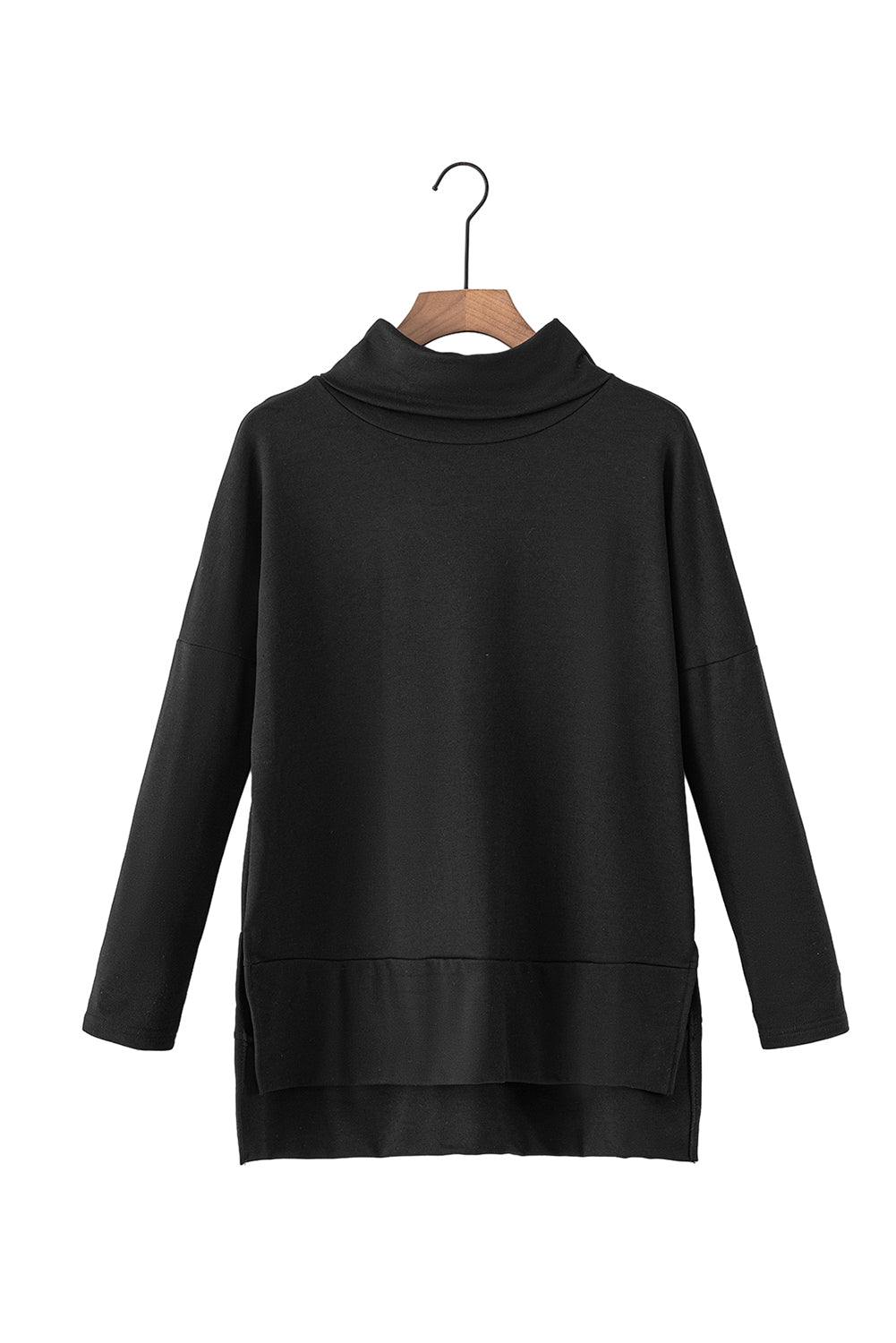 Jungle green Mommas Hive long sleeve cowl neck shift tunic top made of polyester, cotton, and elastane, with a relaxed fit.