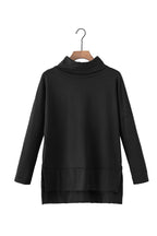 Jungle green Mommas Hive long sleeve cowl neck shift tunic top made of polyester, cotton, and elastane, with a relaxed fit.