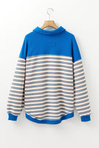 Red Stripe Mommas Hive long sleeve buttoned V-neck collared drop shoulder top featuring a stylish design and comfortable fabric.