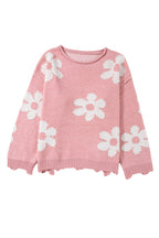 Multicolour pearl beaded floral drop shoulder sweater by Mommas Hive, featuring a vibrant mixed-color design and cozy knit fabric.