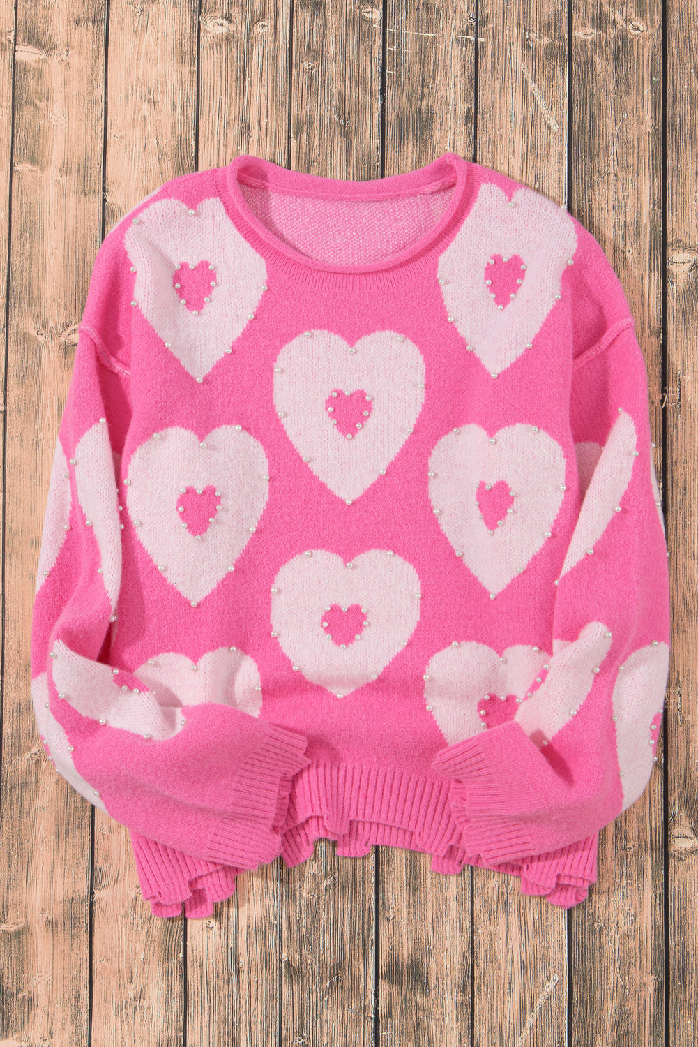 Multicolour pearl beaded floral drop shoulder sweater by Mommas Hive, featuring vibrant floral design and cozy knit fabric.