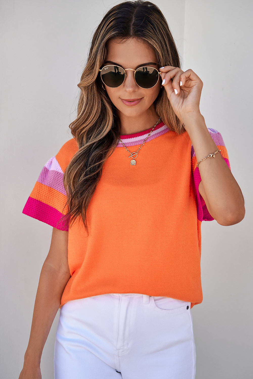 Turquoise contrast flutter sleeves knitted sweater T-shirt by Mommas Hive, featuring short sleeves and a cozy, stylish design.