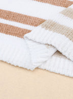 Stripe blocked drop shoulder slouchy sweater from Mommas Hive, featuring a relaxed fit and soft polyester fabric.