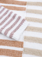 Stripe blocked drop shoulder slouchy sweater by Mommas Hive, made of polyester, featuring relaxed fit and casual style.