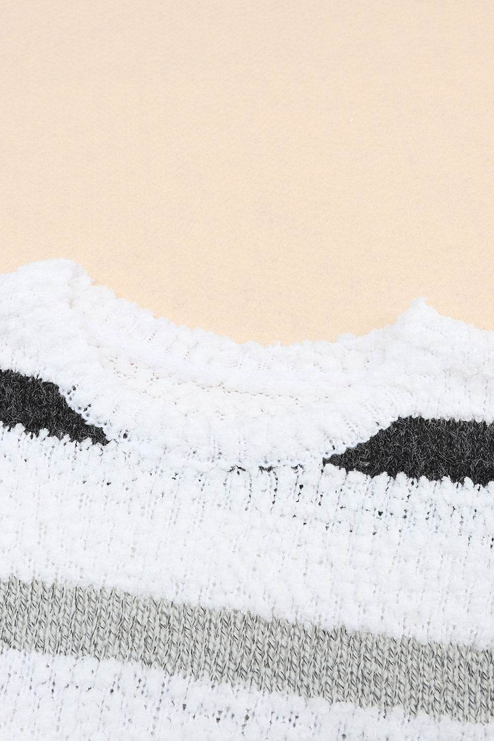 Striped popcorn knit sweater from Mommas Hive, featuring a cozy design in mixed polyester, acrylic, and polyamide fibers.