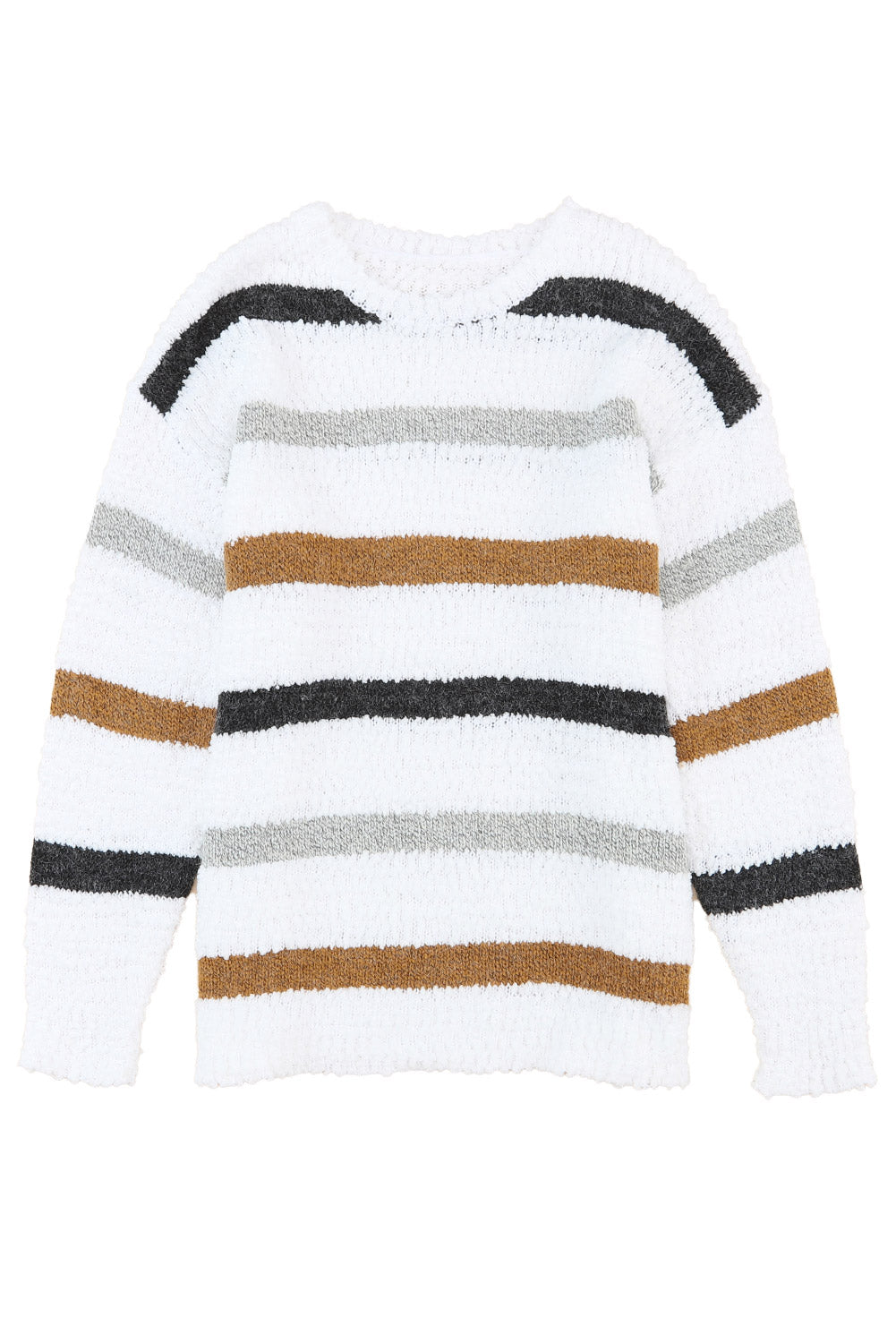 Striped popcorn knit sweater from Mommas Hive in black and white, featuring a cozy, textured knit fabric and classic fit.