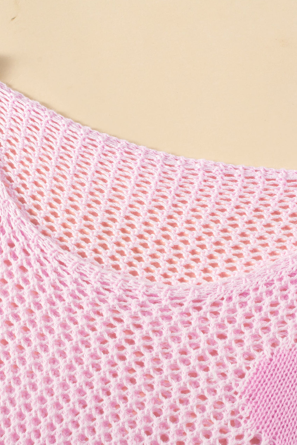 Light pink Mommas Hive sweater with large flower hollowed knit design, drop shoulder, cozy and stylish knit top for women.