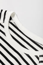 Black stripe raglan sleeve sweatshirt by Mommas Hive with side slits, loose fit, made of cotton and elastane, casual top for women.