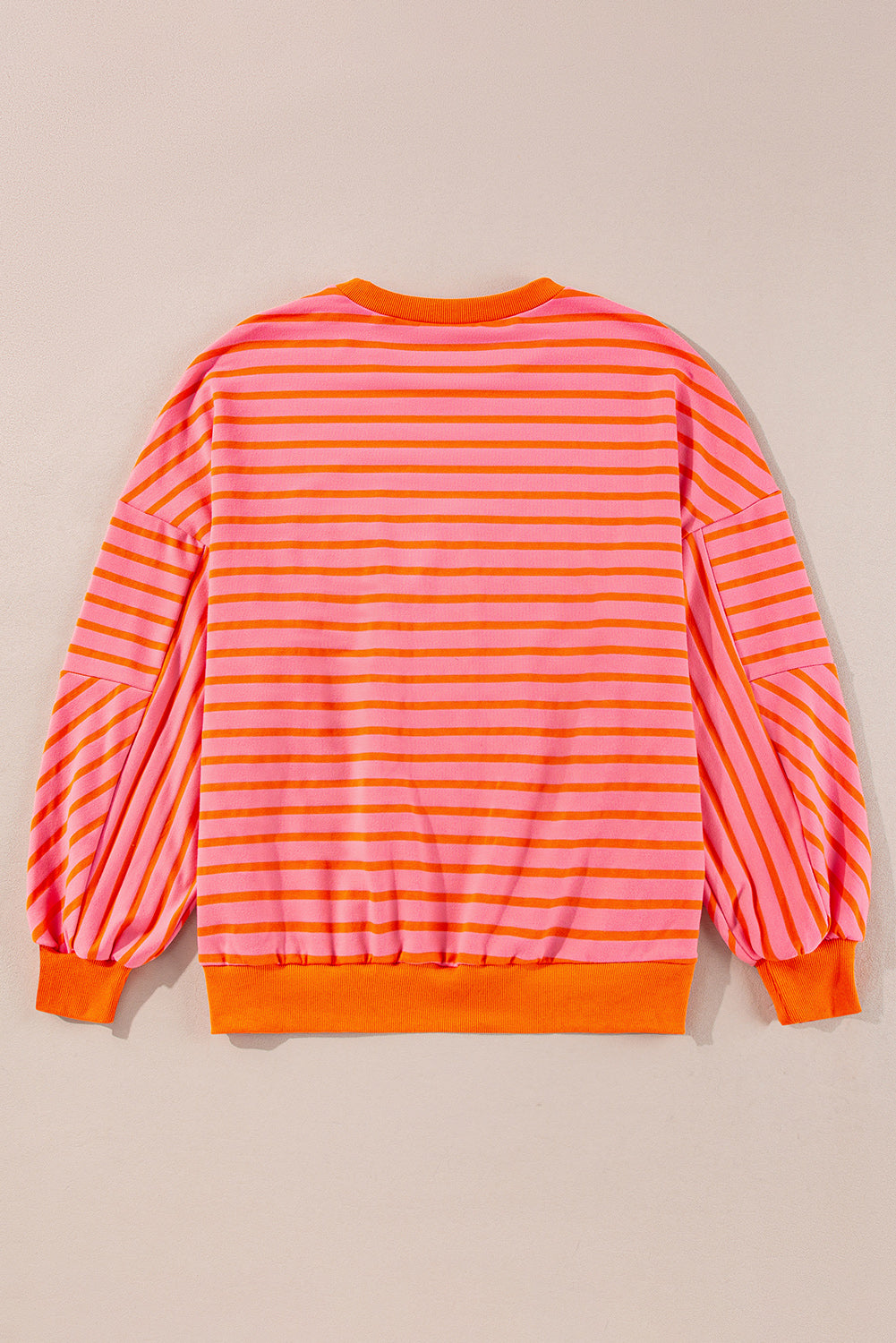 Orange stripe drop shoulder crew neck sweatshirt by Mommas Hive, loose fit, made of polyester, cotton, and elastane.