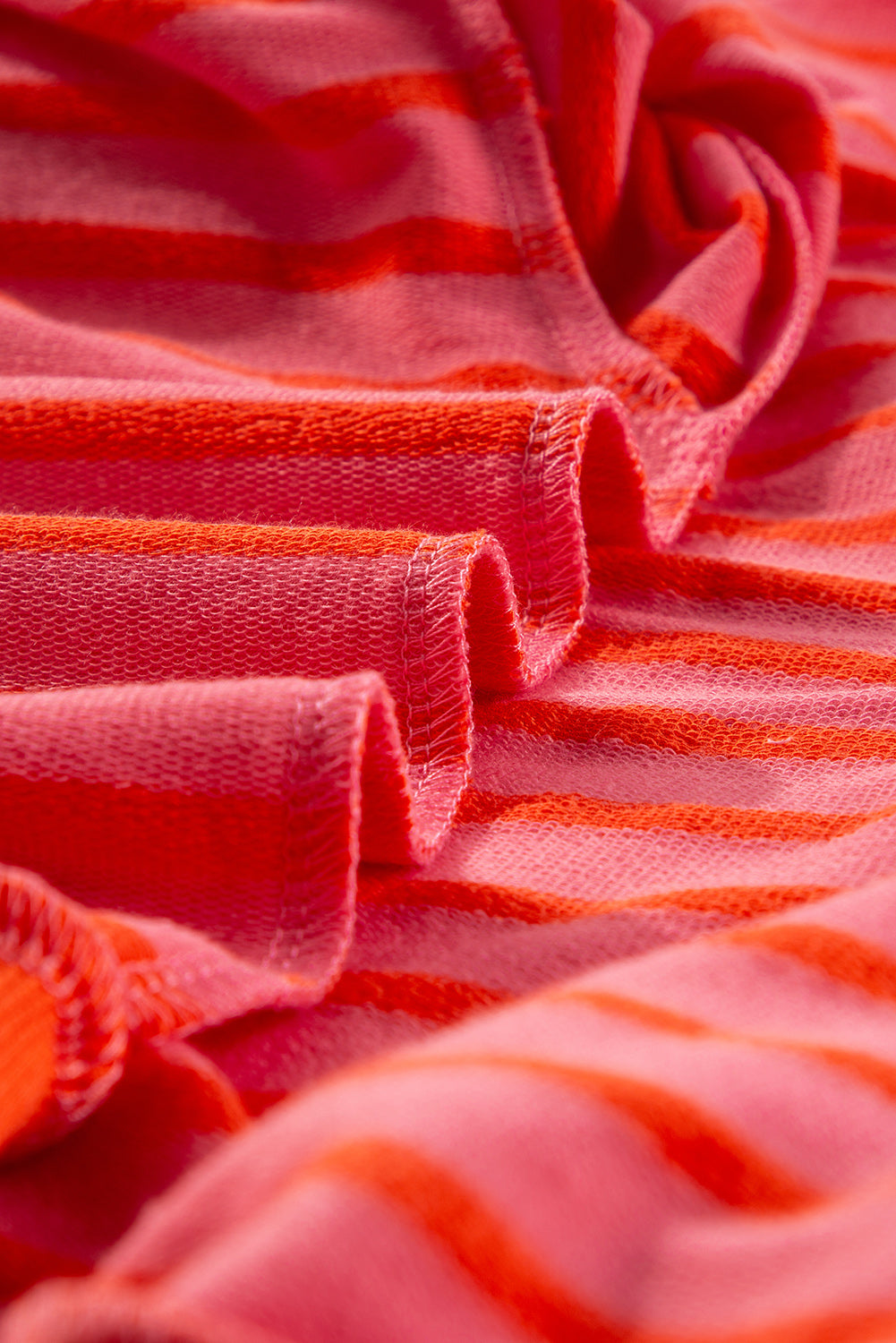 Orange stripe drop shoulder crew neck sweatshirt by Mommas Hive, loose fit, made of polyester, cotton, and elastane fabric.