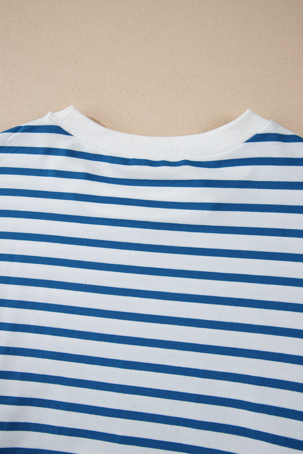 Orange stripe drop shoulder crew neck sweatshirt by Mommas Hive, loose fit, made of polyester, cotton, and elastane.