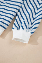 Orange Stripe Drop Shoulder Crew Neck Loose Sweatshirt by Mommas Hive, showing a casual, oversized sweatshirt with bold orange stripes.