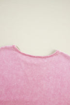 Mommas Hive Orchid Petal Mineral Wash Drop Shoulder Pullover Sweatshirt in soft fabric, casual style, with a relaxed fit and drop shoulder design.