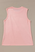 White crew neck pleated tank top from Mommas Hive, made of polyester, cotton, and elastane, displayed on a flat surface.