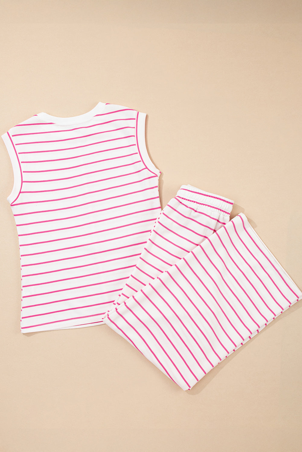 Mommas Hive sail blue casual wide-leg two-piece pants set made of polyester and cotton, featuring a relaxed fit.