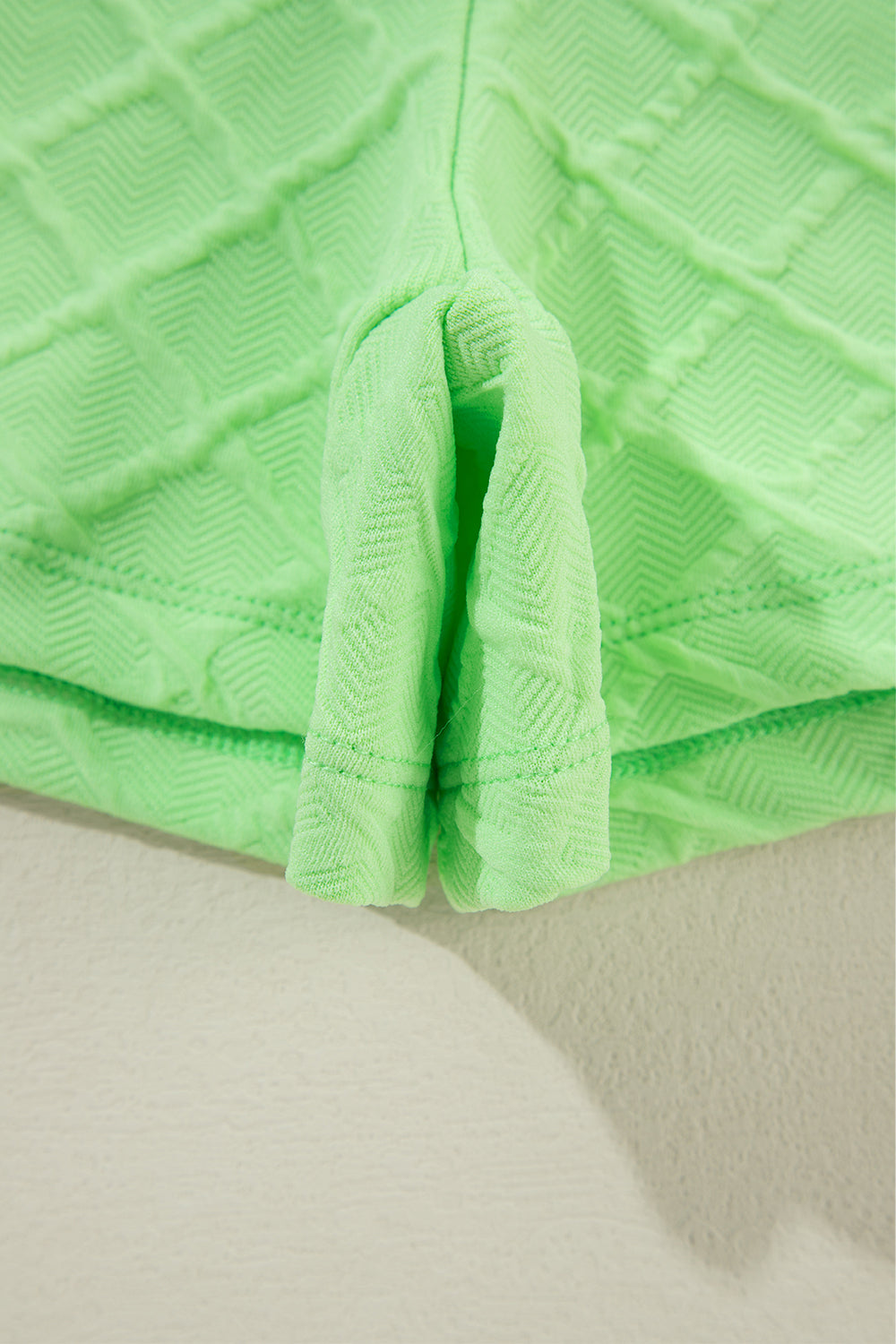 Mommas Hive light green checkered textured tee and drawstring shorts two-piece set, casual summer outfit with a comfortable fit.
