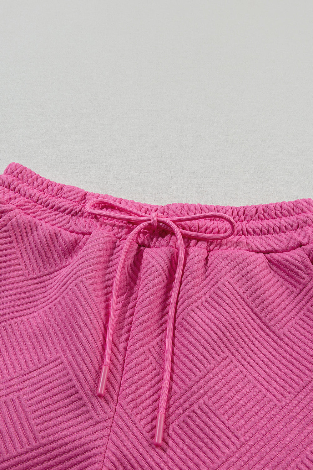 Solid Textured Drawstring Shorts Set