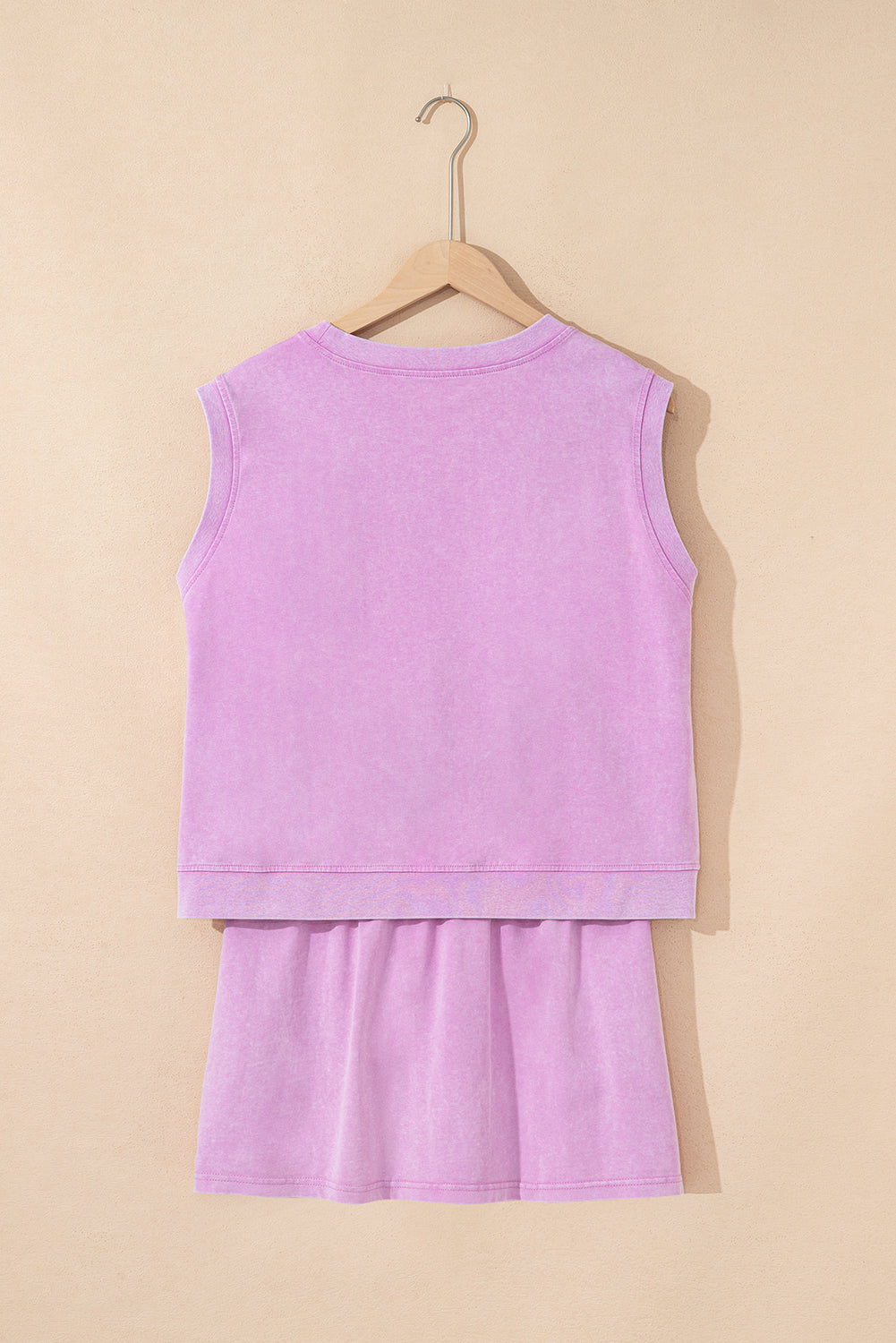 Mommas Hive Phalaenopsis two-piece set with mineral wash cotton tank top and lined split skirt, perfect casual summer outfit.