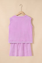 Mommas Hive Phalaenopsis two-piece set with mineral wash cotton tank top and lined split skirt, perfect casual summer outfit.