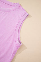 Mommas Hive Phalaenopsis mineral wash cotton two-piece set with lined tank top and split skirt, casual and comfortable style.