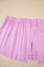Mommas Hive Phalaenopsis two-piece set with mineral wash cotton tank top and lined split skirt, perfect for casual wear.