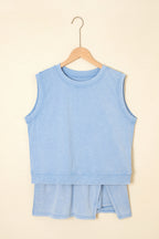 Mommas Hive Phalaenopsis two-piece set with mineral wash cotton tank top and lined split skirt, casual dress for women.