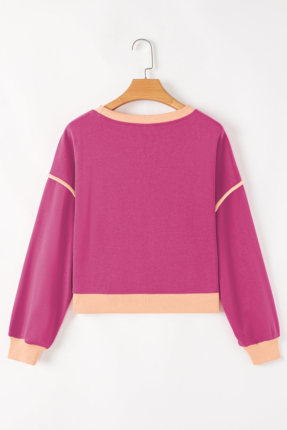 Rose red contrast loose pullover and lace-up waist skort set by Mommas Hive, stylish two-piece dress with polyester and cotton blend.