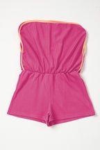 Rose red contrast loose pullover and lace-up waist skort set from Mommas Hive, two-piece casual outfit with polyester and cotton fabric.