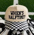 Black checkered When Halftime hat by P&PD Wholesale featuring a stylish, casual cap with a checkered pattern and curved brim.