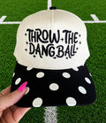 Black polka dot hat from Throw The Dang Ball collection by P&PD Wholesale, featuring a playful, casual design with polka dot pattern.