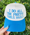 Close-up of P&PD Wholesale "I Do All The Pretty Girls Nails" with colorful, intricate nail art design on natural nails.