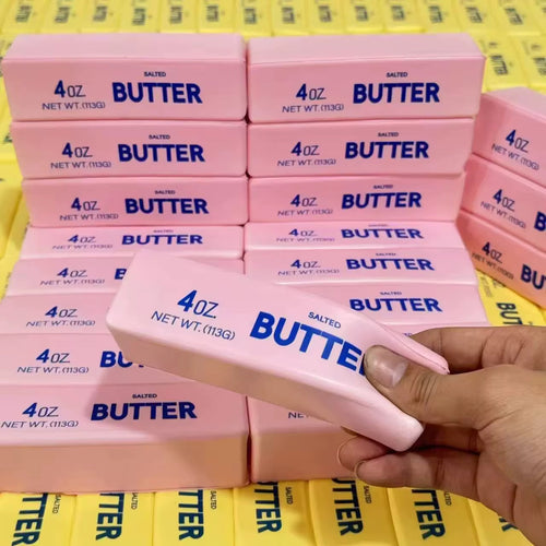 Pink Butter Squishy toy from P&PD Wholesale, soft and squeezable, ready to ship, with a smooth butter-like texture.