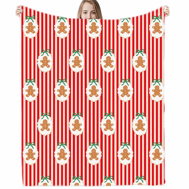 Striped gingerbread blanket from P&PD Wholesale, cozy throw with festive gingerbread pattern, ideal for holiday decor and warmth.