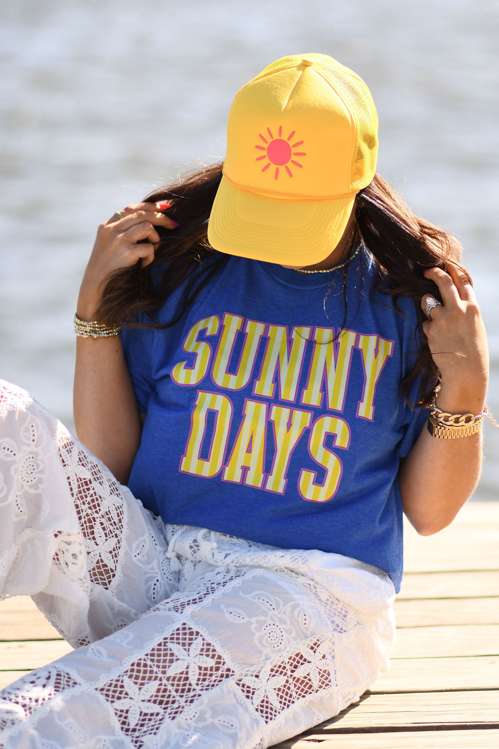 Heather royal blue Sunny Days Tee for kids, small size, featuring casual short-sleeve design from P&PD Wholesale.