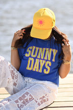 Heather royal blue Sunny Days Tee for kids, small size, featuring casual short-sleeve design from P&PD Wholesale.