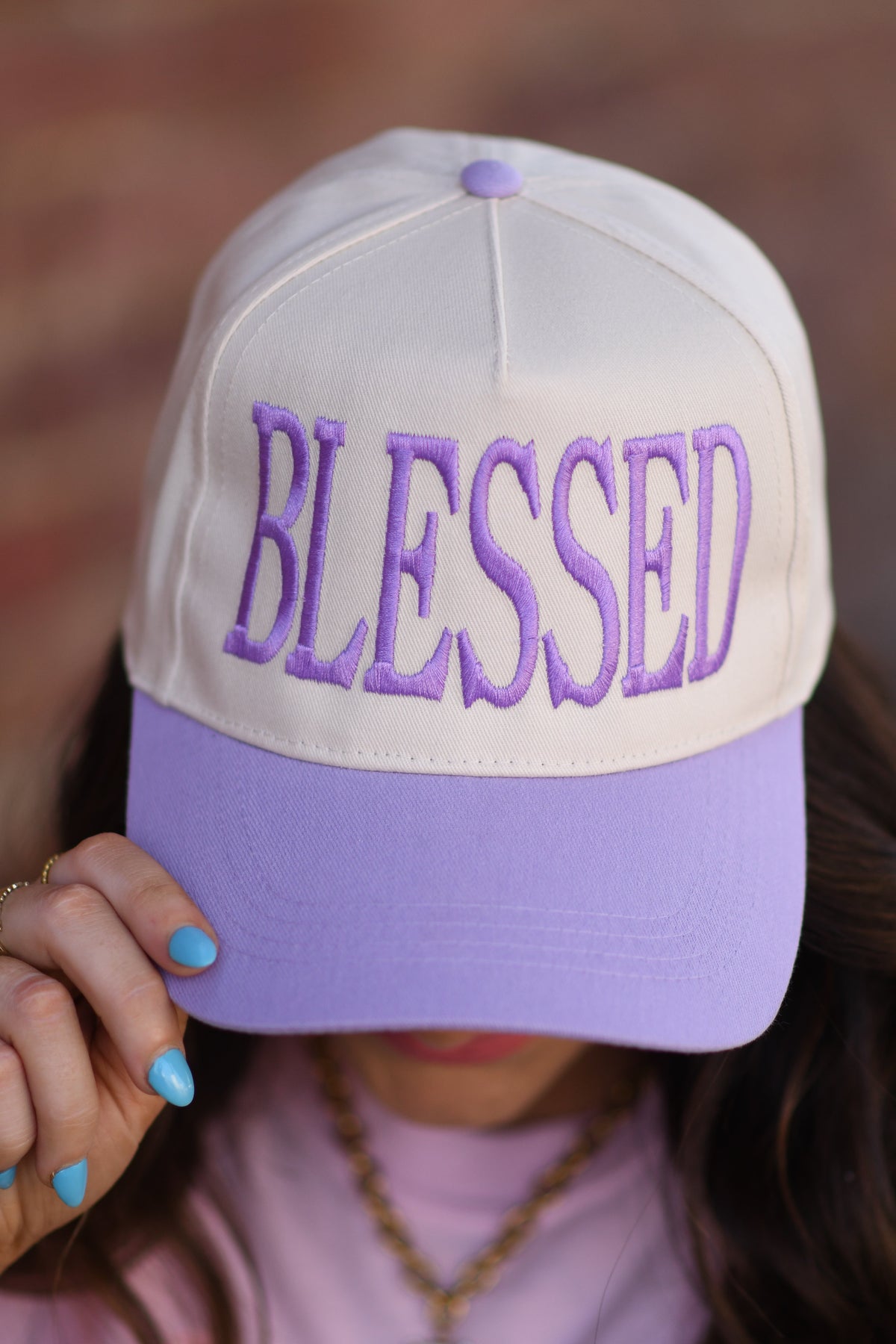 Lavender Blessed Hat by P&PD Wholesale, featuring a soft lavender color and stylish design, perfect for casual wear.
