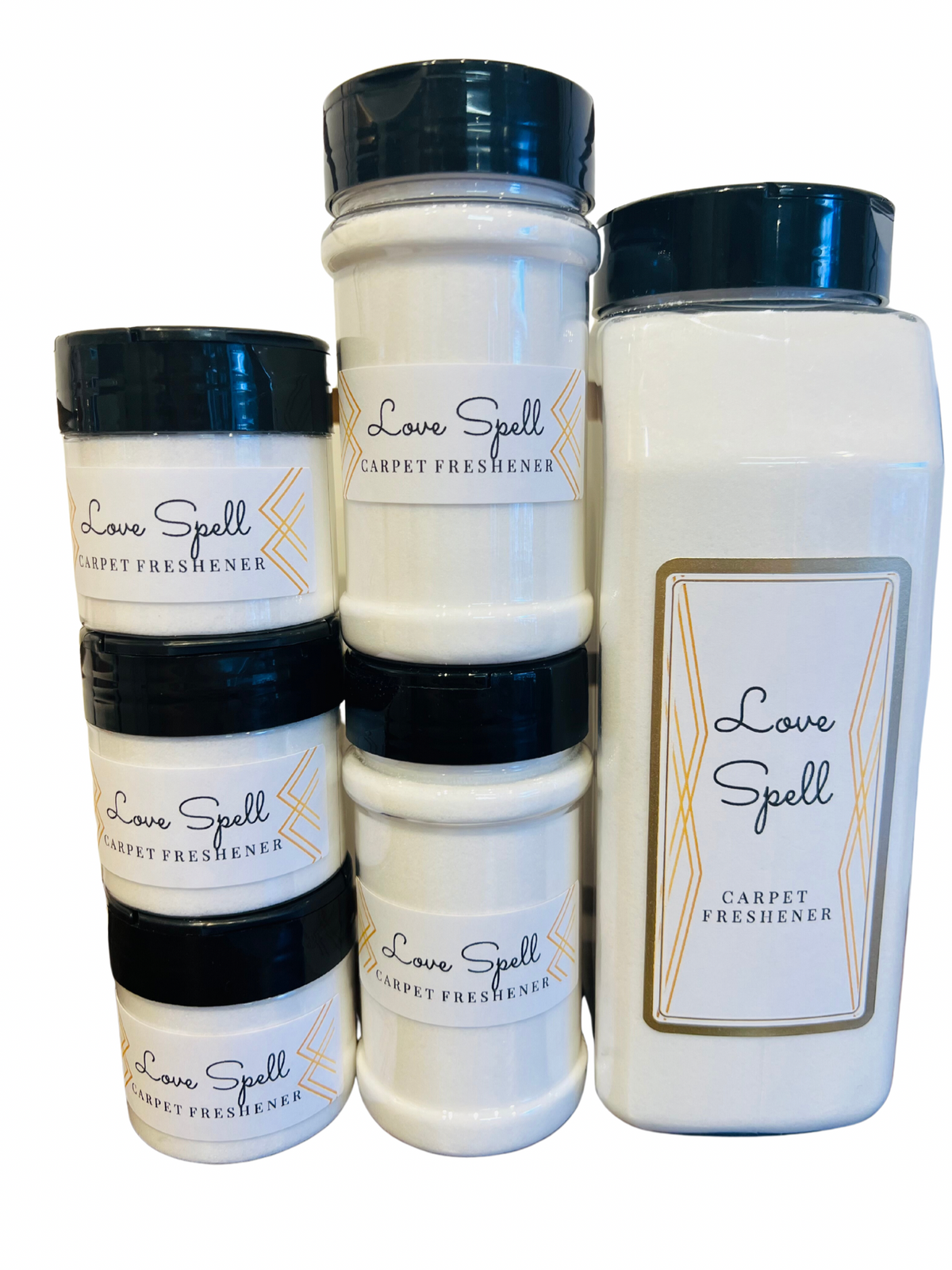 P&PD Wholesale Love Spell luxury carpet freshener in a 4oz spray bottle, designed to freshen and scent carpets effectively.