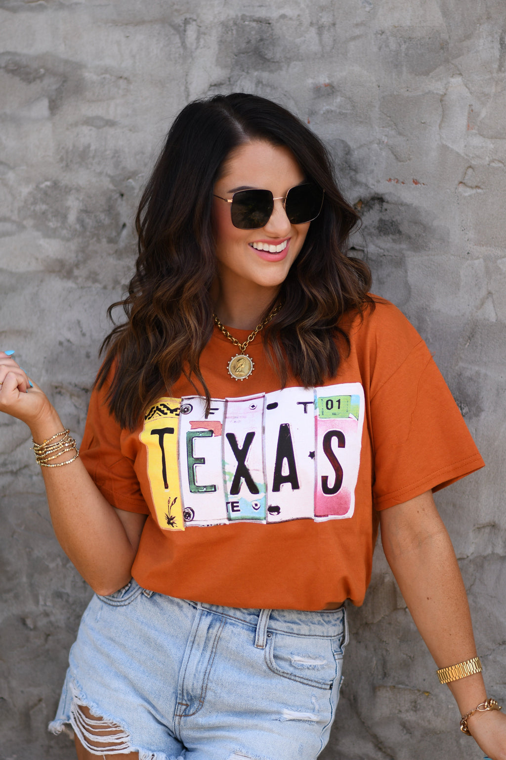 Autumn-themed Texas License Plate T-shirt from P&PD Wholesale featuring a vintage Texas license plate design.