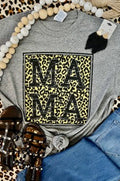 Deep heather grey Mama Block Tee by P&PD Wholesale, showcasing a casual, comfortable women's t-shirt with bold block lettering.