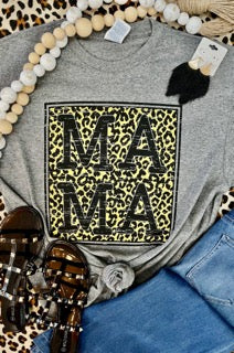 Deep heather grey Mama Block Tee by P&PD Wholesale, showcasing a casual, comfortable women's t-shirt with bold block lettering.