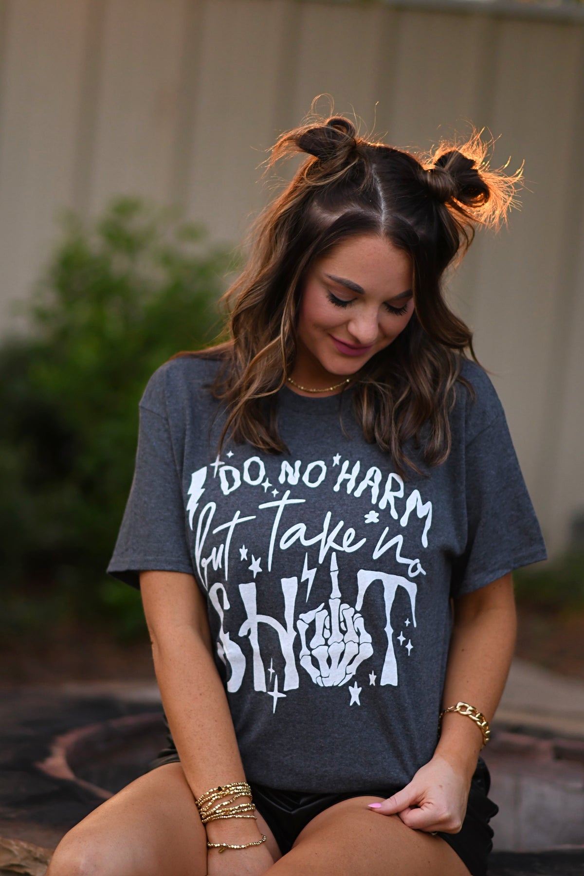 Black men's T-shirt from P&PD Wholesale with bold "Do No Harm But Take No Shit" slogan, casual fit, and comfortable fabric.