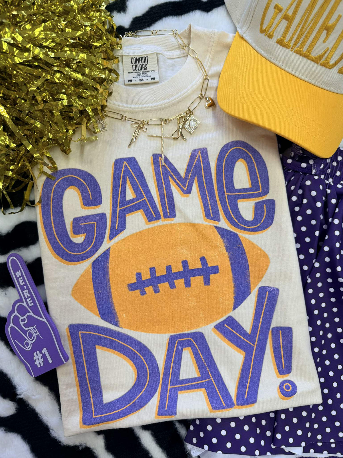 Ivory Game Day Football Tee by P&PD Wholesale featuring a casual fit and football graphic on soft cotton fabric