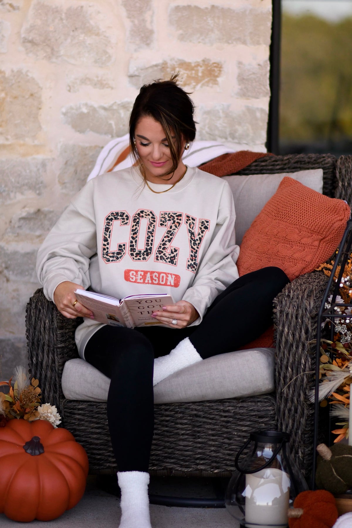 Tan Cozy Season sweatshirt by P&PD Wholesale, featuring a comfortable, casual fit and soft fabric for relaxed wear.