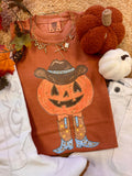 Western Pumpkin Tee by P&PD Wholesale featuring a pumpkin graphic and western-inspired design on soft cotton fabric.