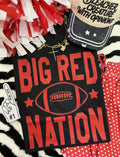 Black Big Red Nation T-shirt by P&PD Wholesale featuring bold red graphic text on the front.