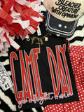 Black Game Day Go Fight Win red T-shirt for youth sizes 6-8, featuring bold team slogan for sports fans.