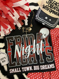 Black and red Friday Night Lights T-shirt by P&PD Wholesale, featuring bold graphic design and comfortable fit for casual wear.