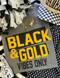 Deep heather black and gold P&PD Wholesale T-shirt, casual short-sleeve tee with stylish black and gold design.