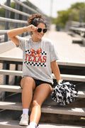 Gray Texas Checkered Bow Tee for girls by P&PD Wholesale, featuring a cute bow detail and casual checkered design.