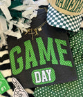 Heather graphite Game Day green polka dots tee by P&PD Wholesale, casual short-sleeve shirt with playful dot pattern
